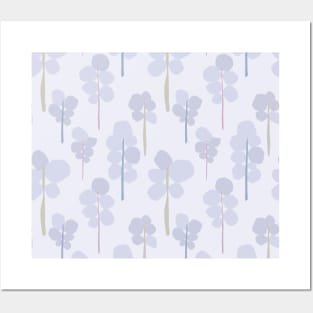 Lilac trees and colorful trunks over purple background Posters and Art